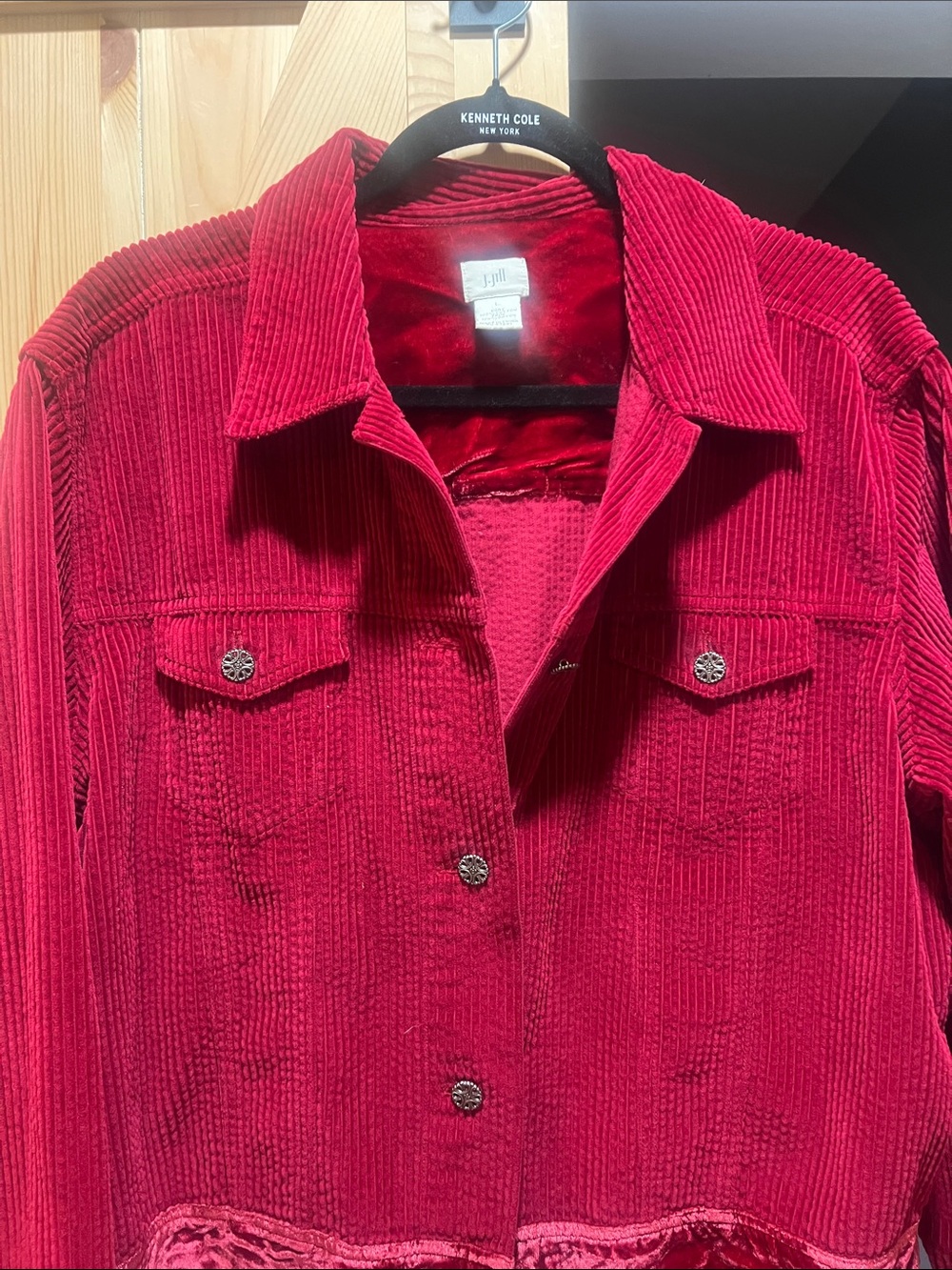 J. Jill Red Corduroy Button-Front Jacket size large